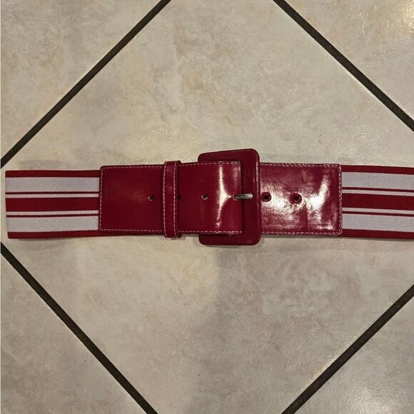 Express Red and White Women's Belt - Picture 2 of 8